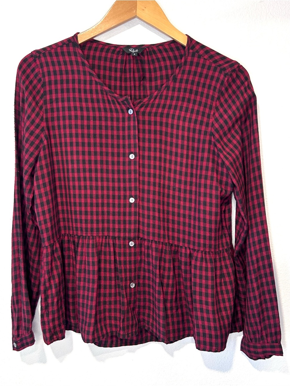 Rails Celeste Garnet Ash Check Plaid Flannel Peplum Top Casual Cozy Size S - Picture 7 of 11